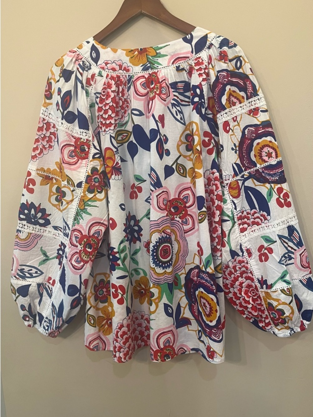 Kaktus boho floral cotton long sleeve summer blouse XXL - Picture 6 of 6